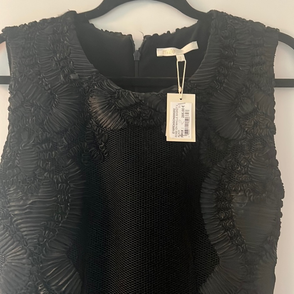 Maje dress with embroidered and mesh overlay